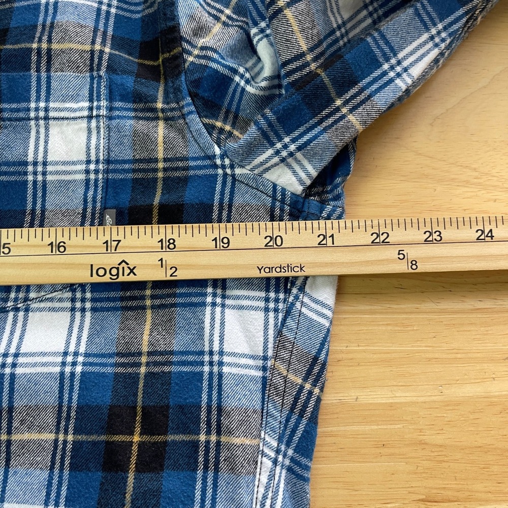 Eddie Bauer Field Flannel Shirt Mens M 100% Cotton Blue Plaid Button Down Soft - Picture 5 of 10